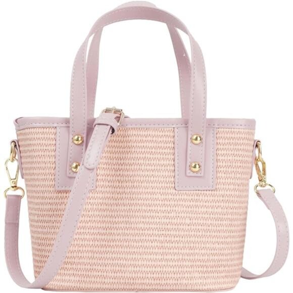 Handbags - Women's Straw Top Handle Bag Pink